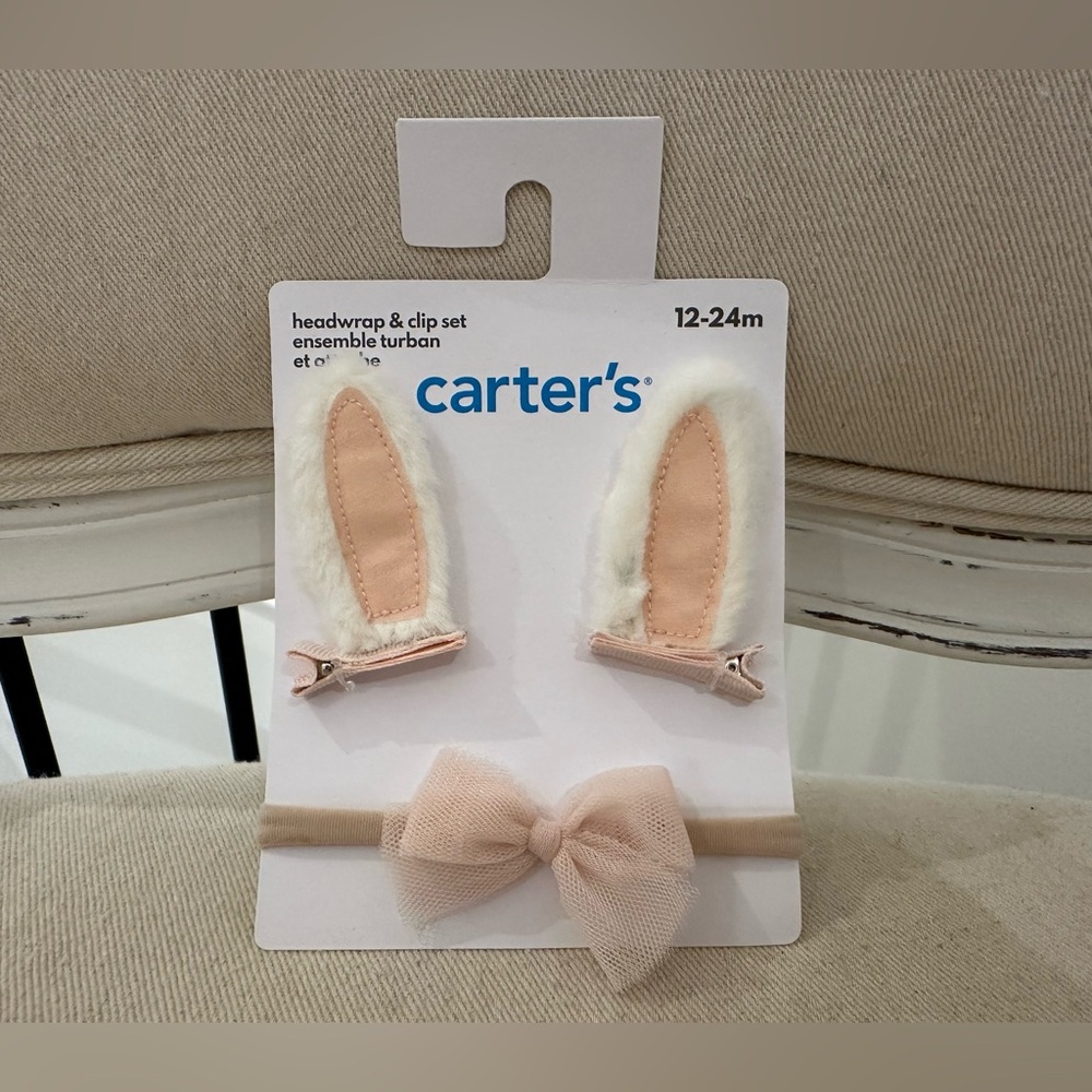 🐰 Baby 12~24 Mth Bunny Hair Clips & Bow Accessories NWT